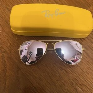 Kids Ray-Ban Gold Aviator Sunglasses with Red and Yellow Case